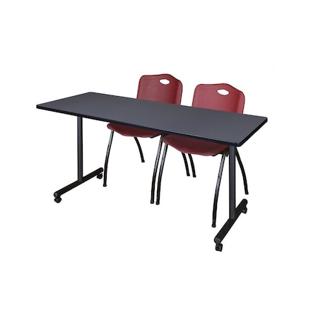 Kobe Rectangle Mobile table, 72" W, 29" H, Laminate Top, Gray MKTRCC7224GY47BY
